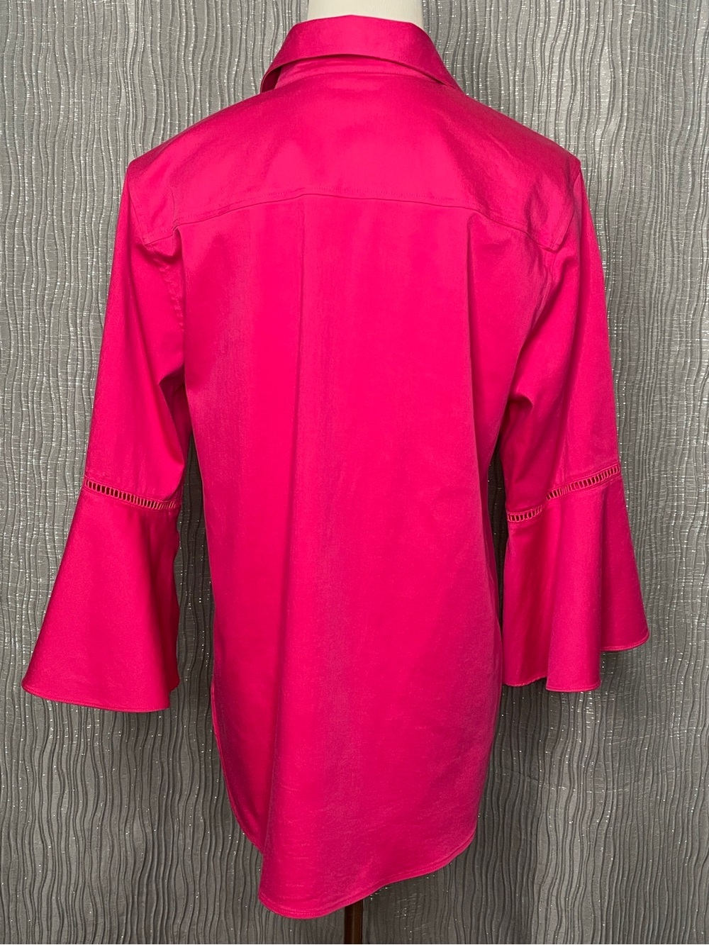 Chico's Fuchsia Button-Down Bell Sleeve Shirt - Picture 2 of 6